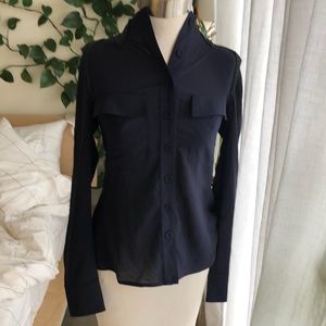 Byron Lars navy blouse with shoulder details size 4